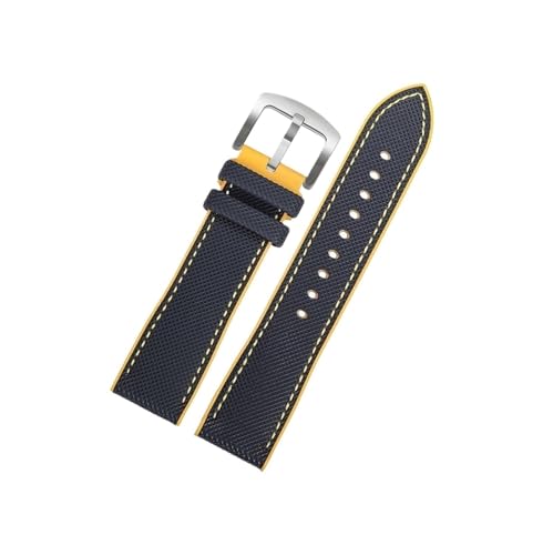 Srndsydak 23mm Gummi-Nylon-Uhrenarmband, passend for Citizen Skyhawk JY8085 JY8030 JY8070(Blue-yellow-silver) von Srndsydak