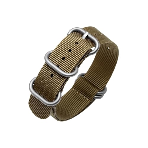 Srndsydak 24mm Sport Camouflage Nylon Herren Uhrenarmband Passend for Suunto 9 Baro 7 D5 /Spartan Outdoor Wasserdichtes Armband(B khaki-Silver) von Srndsydak