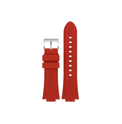 Srndsydak 26–12mm passend for Tissot PRX T137.407 T137.410, modisches Silikon-Uhrenarmband for Herren, Edelstahl-Metallschnalle(Red-silver pin buckle) von Srndsydak