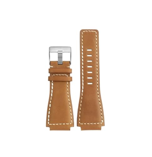 Srndsydak 35–24mm konvexes Rindslederband passend for Bell Ross B&R BR-01 BR-03, Silikon-Gummisohle, wasserdichtes Uhrenarmband(Khaki-silver) von Srndsydak