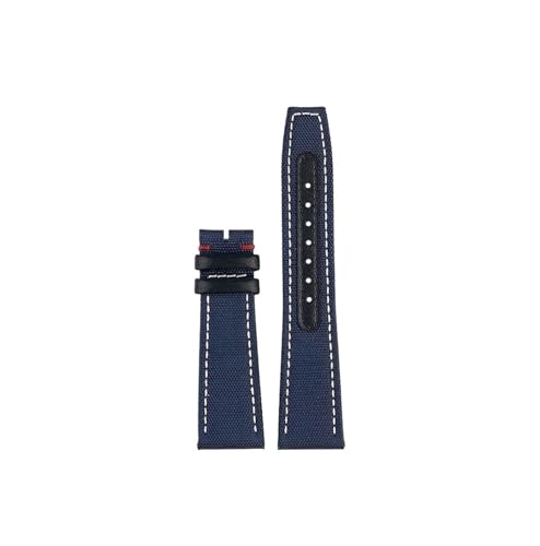 Srndsydak Blaugraues Nylongewebe-Leder-Uhrenarmband passend for IWC PILOT Mark 18 Portugal 20mm 21mm 22mm Gürtel mit Stahlschnalle(Blue White-no buckle,20mm) von Srndsydak