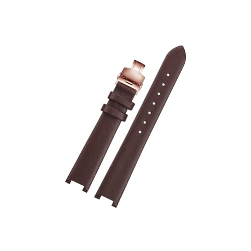 Srndsydak Damen-Uhrenarmband aus Leder mit 16mm Kerbe, ultradünn, Passend for EBOHR Athena 11230946 11231448 11230540(A Brown Rose Gold) von Srndsydak
