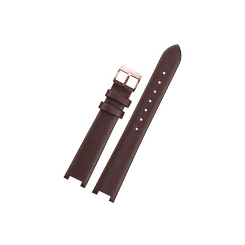 Srndsydak Damen-Uhrenarmband aus Leder mit 16mm Kerbe, ultradünn, Passend for EBOHR Athena 11230946 11231448 11230540(Brown Rose Gold) von Srndsydak