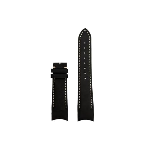Srndsydak Echtleder-Uhrenarmband mit gebogenem Ende, passend for Tudor Little Red Flower Biwan M79360N(Black rice no buckle,22mm) von Srndsydak