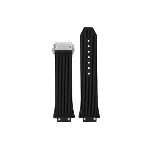 Srndsydak Gummi-Uhrenarmband passend for HUBLOT BIG BANG 441 Classic Fusion Herren-Armband und Werkzeug, 27 x 17mm(Black Silver) von Srndsydak