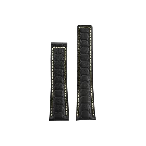 Srndsydak Herren-Uhrenarmband aus echtem Leder, 22mm, passend for Tag Heuer Carrera Monaco F1(Black yellow no clasp) von Srndsydak