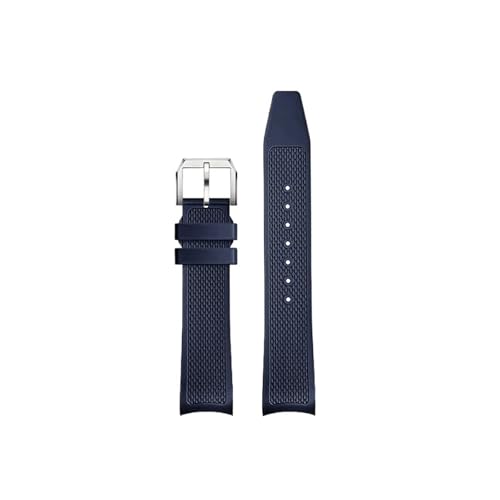 Srndsydak Herrenarmband mit gebogenem Ende, 20mm Fluorkautschuk, passend for IWC Portugal IW371607 IW371620 IW371609 Uhrenarmband(Blue-steel pin buckle) von Srndsydak