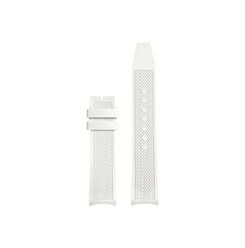 Srndsydak Herrenarmband mit gebogenem Ende, 20mm Fluorkautschuk, passend for IWC Portugal IW371607 IW371620 IW371609 Uhrenarmband(White-no buckle) von Srndsydak