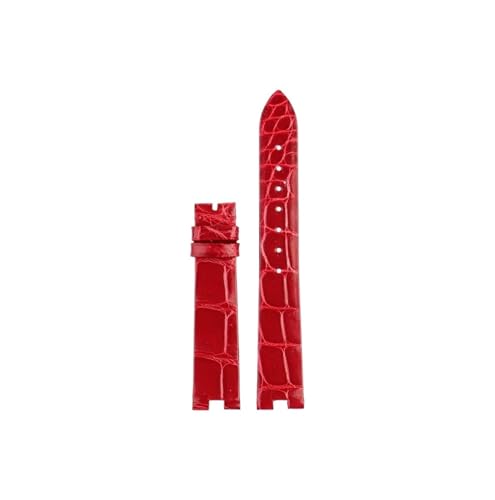 Srndsydak Krokodilleder-Uhrenarmband, passend for Cartier White Balloon WGBL005, 16 x 5mm, Notch-Damen Armband(Red-no-buckle) von Srndsydak