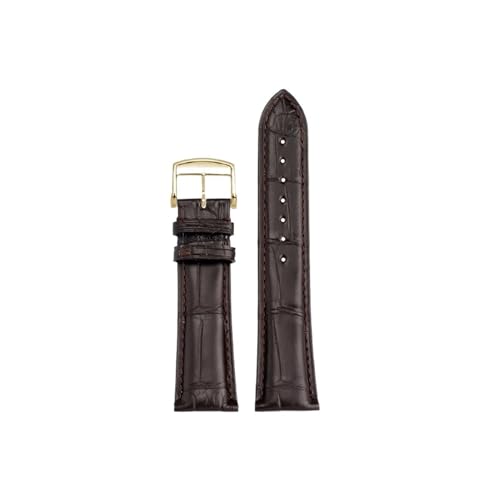 Srndsydak Krokodilleder-Uhrenarmband,18mm,19mm,20mm,21mm,22mm,passend for Longines L2 L3 L4 Masters Collection,Uhrengürtel,Armband(Dark brown-gold pin buckle,21mm) von Srndsydak