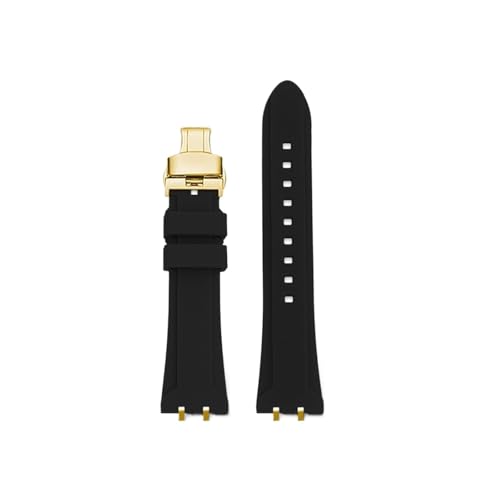 Srndsydak Metall Adapter Männer Modifizierte Wasserdichte Silikon Armband Passend for Tudor Royal M28600 M28603 41mm(Black-gold folding) von Srndsydak