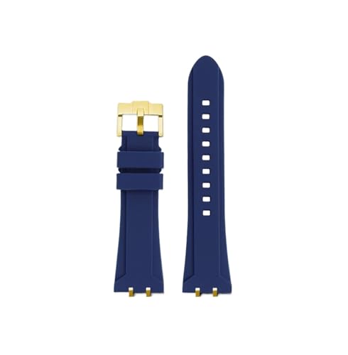 Srndsydak Metall Adapter Männer Modifizierte Wasserdichte Silikon Armband Passend for Tudor Royal M28600 M28603 41mm(Blue-gold pin buckle) von Srndsydak