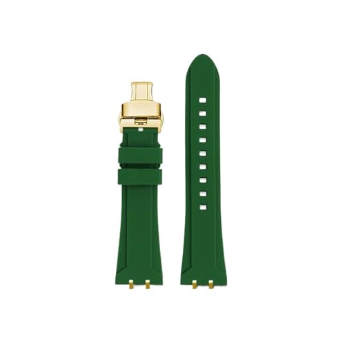 Srndsydak Metall Adapter Männer Modifizierte Wasserdichte Silikon Armband Passend for Tudor Royal M28600 M28603 41mm(Green-gold folding) von Srndsydak