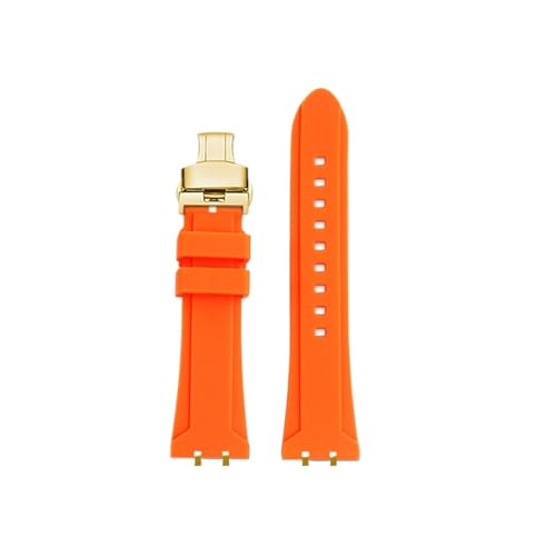 Srndsydak Metall Adapter Männer Modifizierte Wasserdichte Silikon Armband Passend for Tudor Royal M28600 M28603 41mm(Orange-gold folding) von Srndsydak