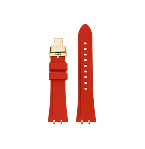 Srndsydak Metall Adapter Männer Modifizierte Wasserdichte Silikon Armband Passend for Tudor Royal M28600 M28603 41mm(Red-gold folding) von Srndsydak