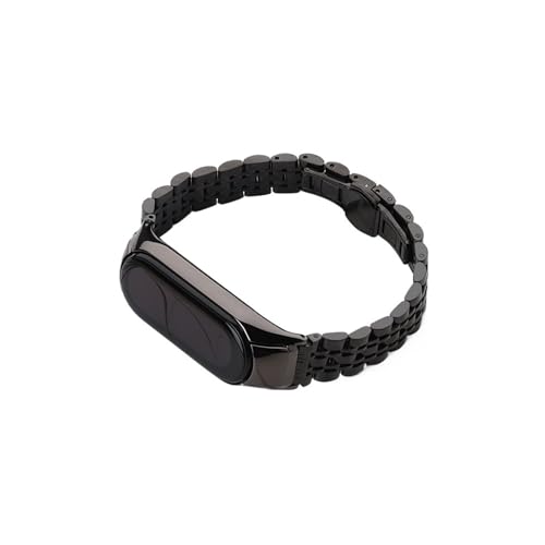 Srndsydak Metall-Edelstahlarmband passend for Xi ao m i Mi Band 7 6 5 4 3(Black,For M i Band 4) von Srndsydak