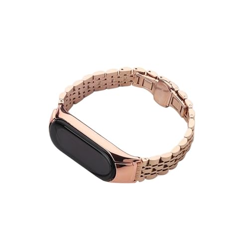 Srndsydak Metall-Edelstahlarmband passend for Xi ao m i Mi Band 7 6 5 4 3(Rose gold,For M i Band 3) von Srndsydak