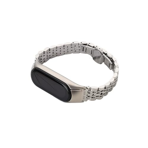 Srndsydak Metall-Edelstahlarmband passend for Xi ao m i Mi Band 7 6 5 4 3(Silver,For M i Band 6) von Srndsydak