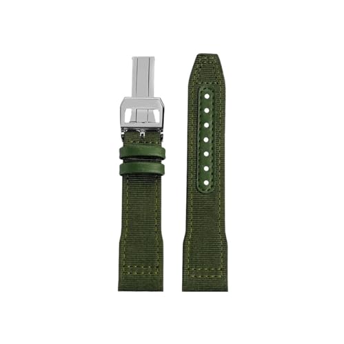 Srndsydak Nylon-Uhrenarmband passend for IWC Pilot Mark 18 Spitfire Kampfjet Portugal IW377714 IW327004 IW377709 IW388101(A-Army Green Silver,21mm) von Srndsydak
