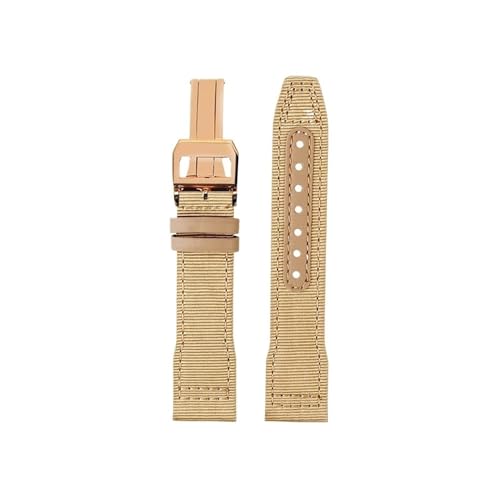 Srndsydak Nylon-Uhrenarmband passend for IWC Pilot Mark 18 Spitfire Kampfjet Portugal IW377714 IW327004 IW377709 IW388101(A-Khaki Rose Gold,22mm) von Srndsydak