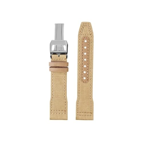 Srndsydak Nylon-Uhrenarmband passend for IWC Pilot Mark 18 Spitfire Kampfjet Portugal IW377714 IW327004 IW377709 IW388101(A-Khaki Silver,20mm) von Srndsydak