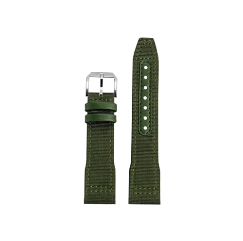 Srndsydak Nylon-Uhrenarmband passend for IWC Pilot Mark 18 Spitfire Kampfjet Portugal IW377714 IW327004 IW377709 IW388101(Army Green Silver,22mm) von Srndsydak