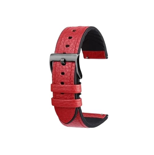 Srndsydak Passend for Breitling Avenger Seawolf Blackbird Echtlederarmband Herren 22mm Silikonboden wasserdichtes Uhrenarmband(Red-black) von Srndsydak