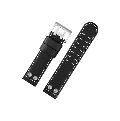Srndsydak Passend for Hamilton Khaki Field H78646733 H78626583,22mm 24mm Freizeit-Business-Echtleder-Uhrenarmband(B Black silver,24mm) von Srndsydak