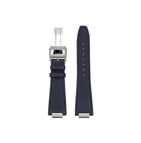 Srndsydak Passend for IWC Engineer IW328903 IW328901, modifiziertes Nylon-Leder-Armband, Edelstahl-Endglied-Uhrenarmband(Blue-steel folding) von Srndsydak