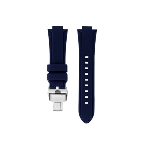 Srndsydak Passend for Timex T2N721 T2N720 T2N739, wasserdichtes Silikon-Armband, Edelstahl-Schnalle(Blue-silver Folding) von Srndsydak