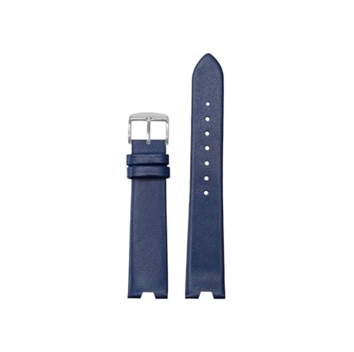 Srndsydak Passend for Versace Uhr SCI080016 SCI070016 Damen V-förmiges gekerbtes dünnes Leder Uhrenarmband 18mm(Dark Blue-Silver) von Srndsydak