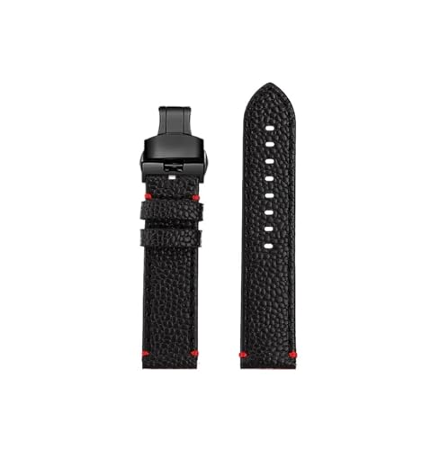 Srndsydak Seestern-Lederarmband, passend for Tissot T125.617 T120.417/Black Knight/Hamilton/MIDO, 22mm Herren-Uhrenarmband(Black red-black Folding) von Srndsydak