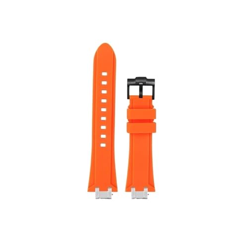 Srndsydak Uhrenarmband aus Silikonkautschuk, passend for Maurice Lacroix Aikon AI6008 6007 6038, modifiziertes Edelstahl-Adapter(Orange-black pin buckle,For AI1018) von Srndsydak