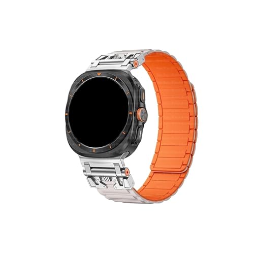 Uhrenarmband aus Edelstahl Schnalle for Herren, passend for Samsung Galaxy Watch Ultra 47mm(Silver star orange) von Srndsydak