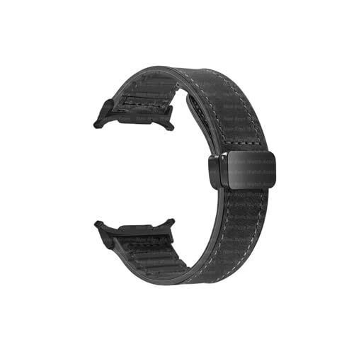 Uhrenarmband aus Leder passend for Samsung Galaxy Watch Ultra 47mm ohne Lücken gebogenes Ende Herren-Loop-Armband(Black black) von Srndsydak