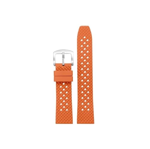 Wasserdichtes Herren-Armband aus Fluorkautschuk, passend for Seiko/Breitling/IWC/Rolex Stomatal Uhrenarmband(Orange-silver pin buckle,20mm) von Srndsydak