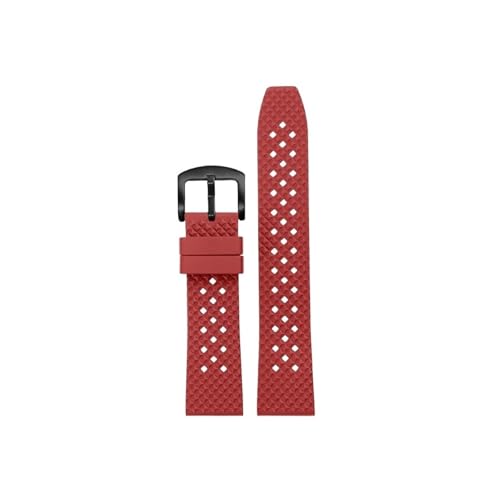 Wasserdichtes Herren-Armband aus Fluorkautschuk, passend for Seiko/Breitling/IWC/Rolex Stomatal Uhrenarmband(Red-black pin buckle,20mm) von Srndsydak