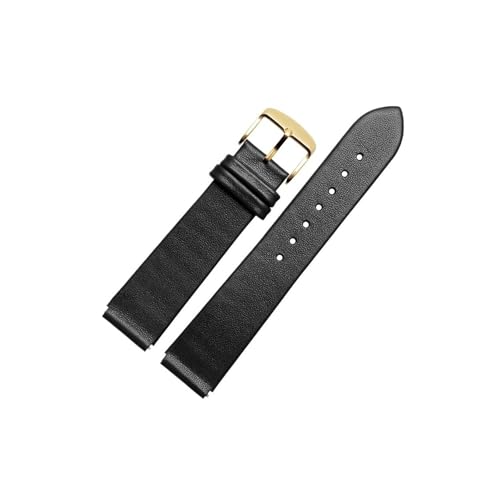 Weiches Rindsleder-Uhrenarmband, passend for Huawei B2 B3 B5 B6, for Herren und Damen, modisches Armband, Zubehör(Black-gold pin buckle,18mm for B5) von Srndsydak