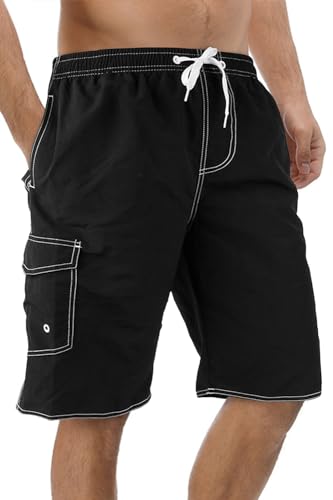 Herren-Badehose, schnelltrocknend, mit Netzfutter, lustige Badebekleidung - Schwarz - X-Large von Srnede