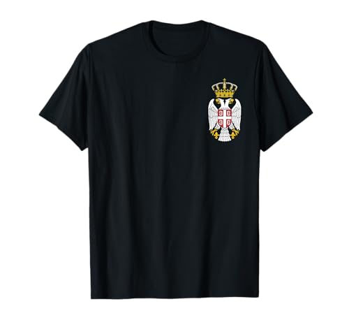 Srpska Cast Serbischer Adler Grb Emblem von Serbien Doppelköpfige Adler Krone T-Shirt für Damen und Herren, Schwarz, Klein, Halbarm, Unisex, Klassische Passform, Serbien-Stolz oder Identität von Srpska Cast