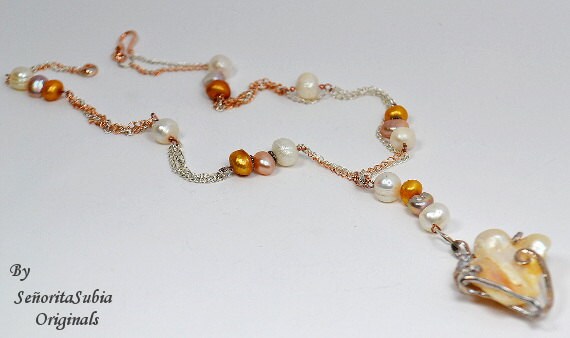 Süßwasser-Zuchtperlen Halskette Atemberaubende, Rosa, Perle Gelb - Gold Und Mit Silber Rosegold Kette Glänzenden Perlmuttanhänger Süßwasser-Zuchtperlen Halskette Atemberaubende, Rosa, Perle Gelb - Gold Und Mit Silber Rosegold Kette Glänzenden Perlmuttanhänger von SrtaSubiaOriginals