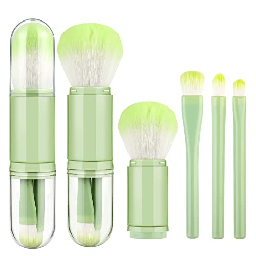 4 in 1 Make up Pinsel Set einziehbares, Makeup Pinsel reise tragbar, Kosmetik Pinsel für Gesichtspuder Lidschatten Blush, Schmink Pinselsets multifunktionale Kosmetikpinsel klein (grün) von SruidyLady