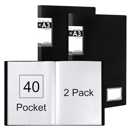 Srvnpioy A3 Sichtbuch, 2 Stück (Schwarz, 40 Taschen) von Srvnpioy