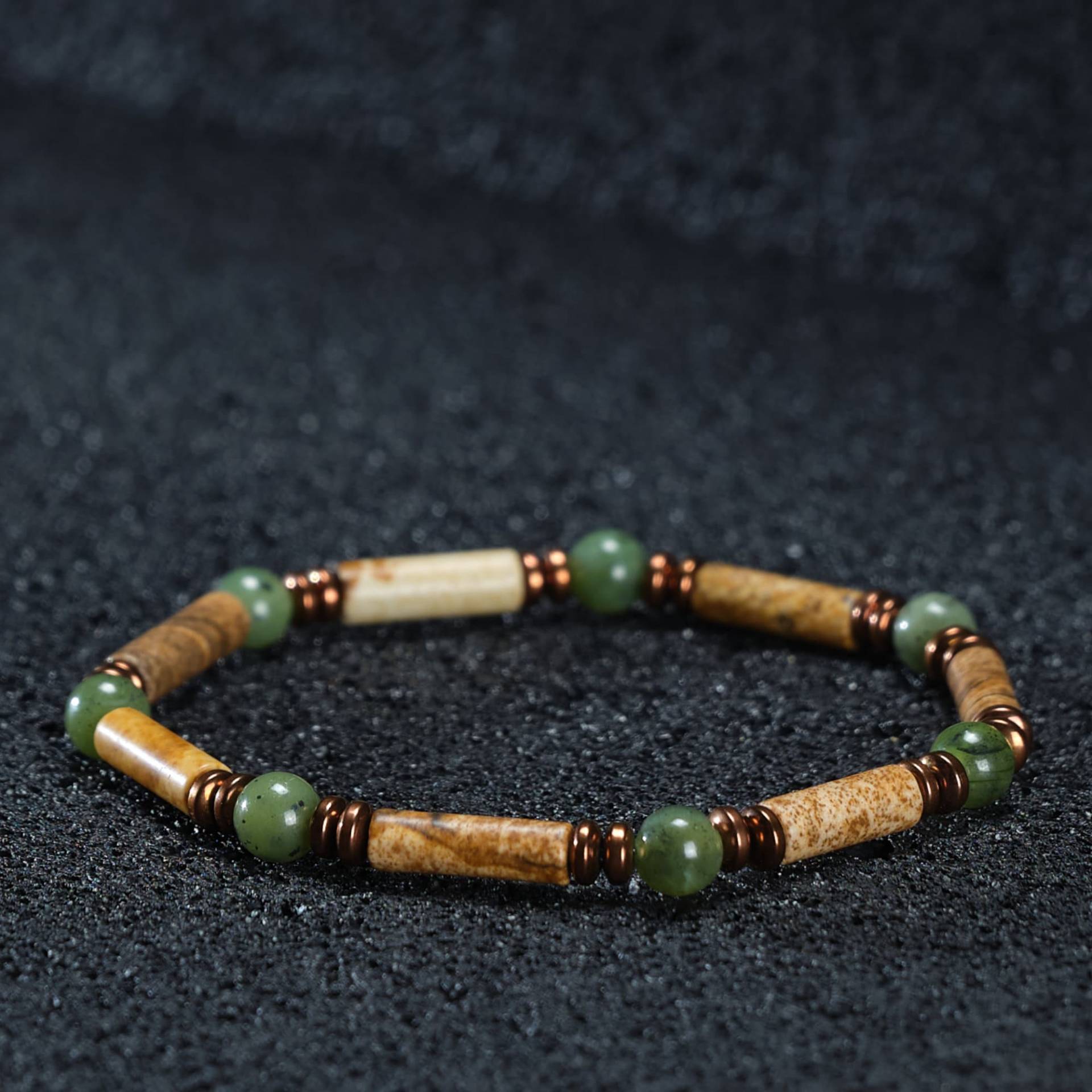 Echte Jade & Jaspis Männer Armband, Perle Herren Schmuck Für Ihn, Freund Geschenk Kristall Armband von SsilhoutteGemstoneTR