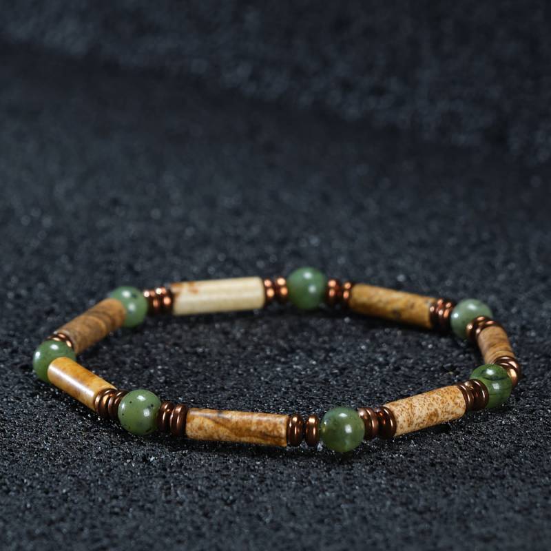 Echte Jade & Jaspis Männer Armband, Perle Herren Schmuck Für Ihn, Freund Geschenk Kristall Armband von SsilhoutteGemstoneTR