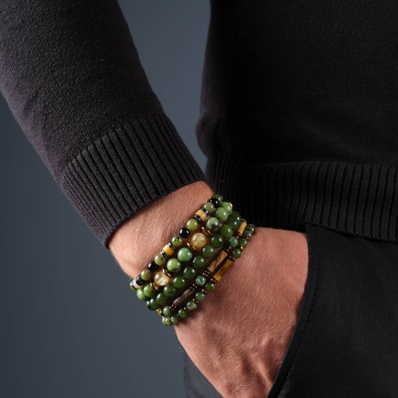 Herren Jade Armband Set, Frauen Perlen Kristall Armband, Grün Schmuck Für Männer, Echte Ihn, Weihnachtsgeschenk von SsilhoutteGemstoneTR