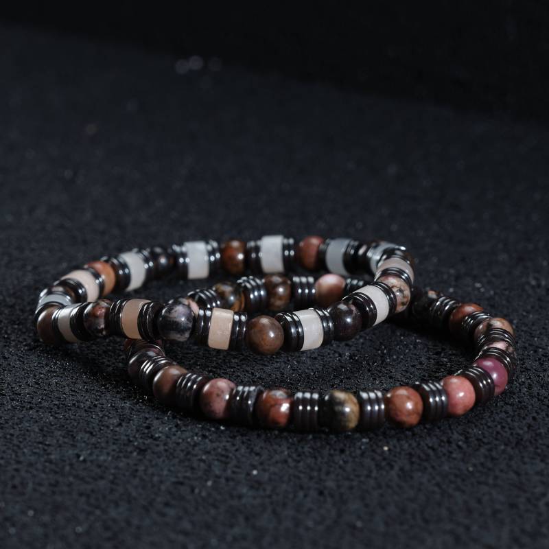Herren-Set Aus 2 Kristall-Armbändern, Hämatit - Und Sonnenstein-Armband, Zierliche Perlenarmband-Set, Sommerschmuck, Geschenk Für Ihn von SsilhoutteGemstoneTR