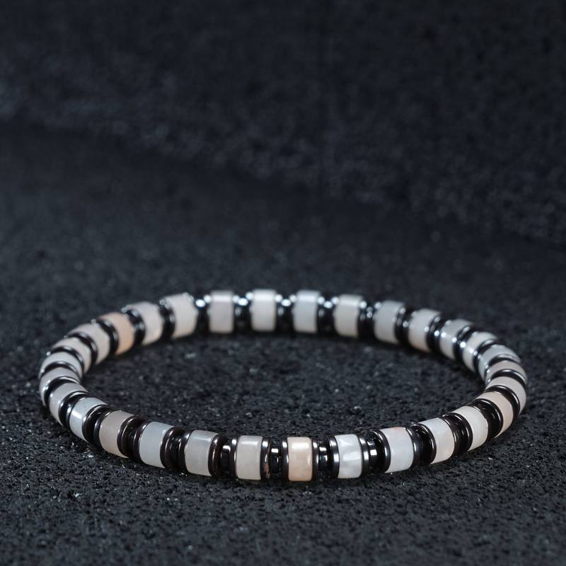 Zertifiziertes Echtes Rosenquarz - Und Hämatit-Armband, Zierliches Rosenquarz-Perlenarmband, Rosenquarz-Kristall-Herrenarmband, Geschenk Für Ihn von SsilhoutteGemstoneTR