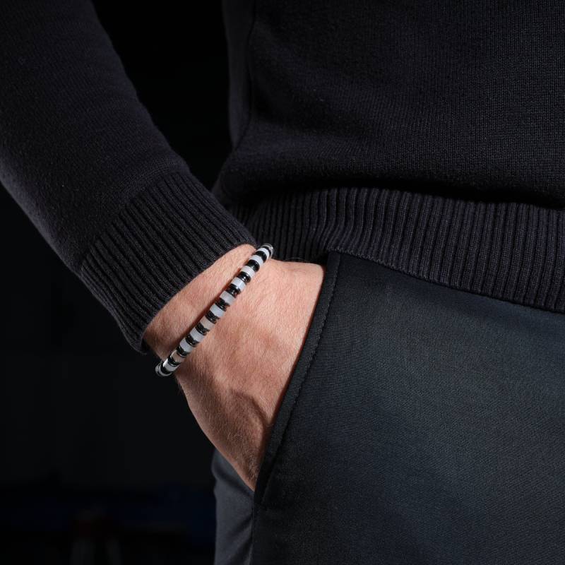 Zertifiziertes Herren Hämatit & Rosenquarz Armband, Einzigartiges Weihnachtsgeschenk Kristallstein Armbänder Für Männer von SsilhoutteGemstoneTR