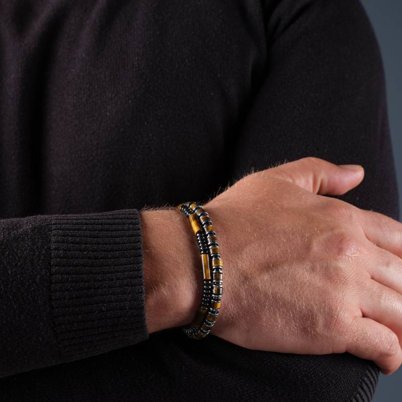 Zertifiziertes Herren Tigerauge & Hämatit Schmuck Armband Set, Kristall Einzigartiges Weihnachtsgeschenk Armband, Naturstein Chrismas Geschenk von SsilhoutteGemstoneTR